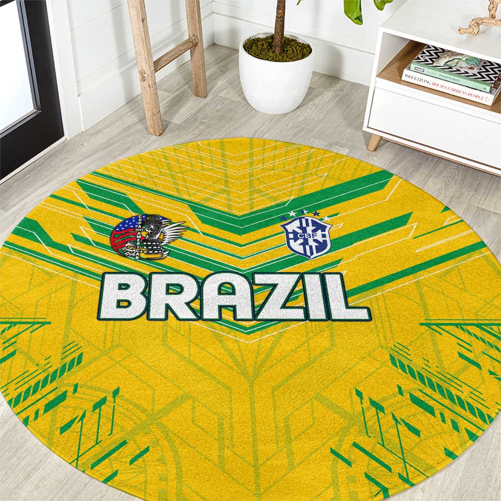 Brazil Football 2024 Round Carpet Selecao Bright Yellow