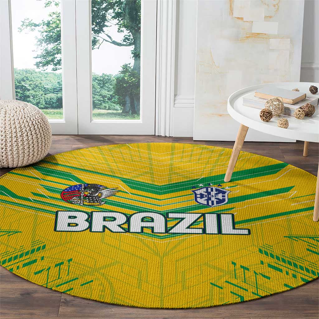 Brazil Football 2024 Round Carpet Selecao Bright Yellow