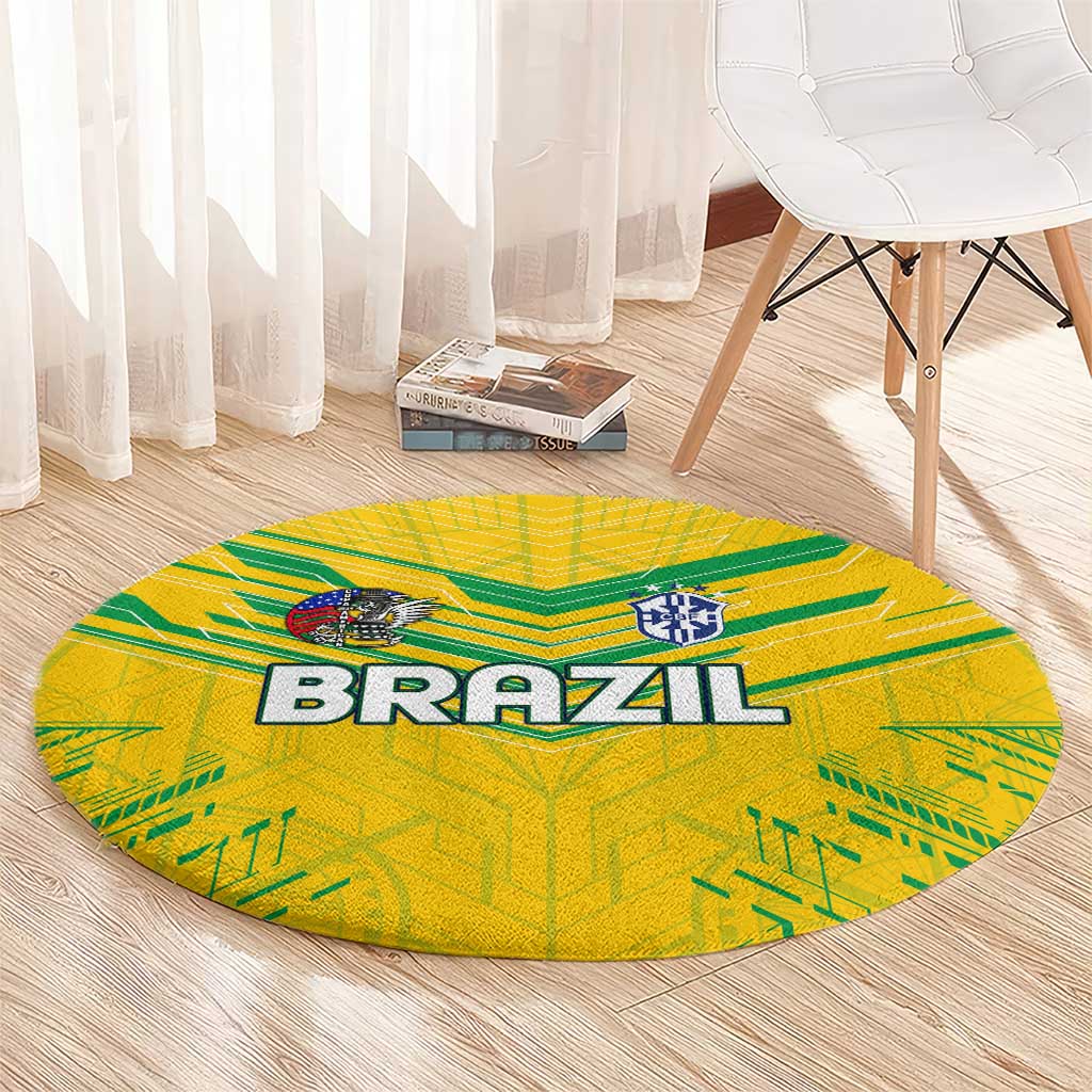 Brazil Football 2024 Round Carpet Selecao Bright Yellow