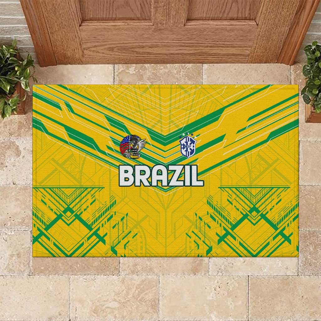 Brazil Football 2024 Rubber Doormat Selecao Bright Yellow - Wonder Print Shop