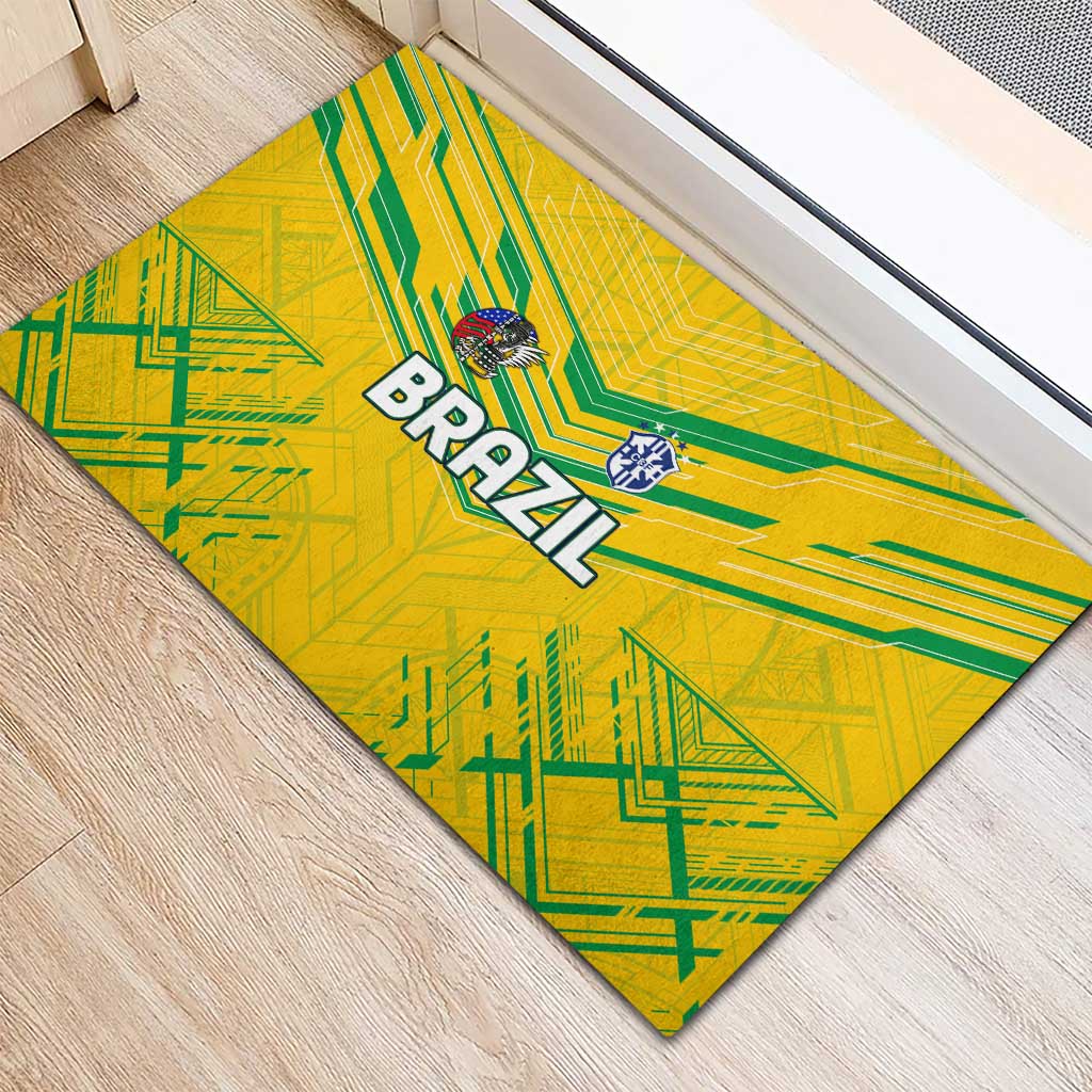 Brazil Football 2024 Rubber Doormat Selecao Bright Yellow - Wonder Print Shop