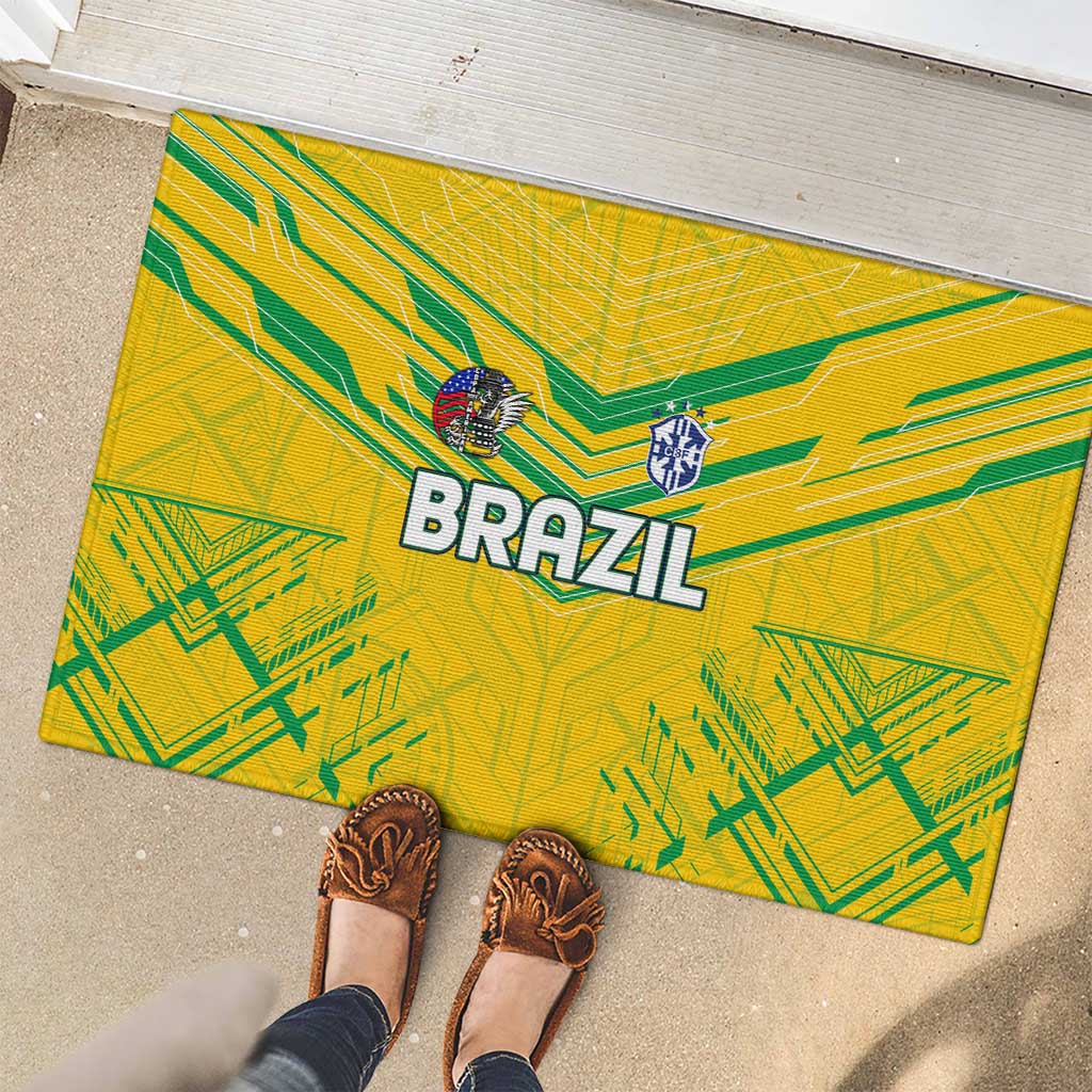 Brazil Football 2024 Rubber Doormat Selecao Bright Yellow - Wonder Print Shop