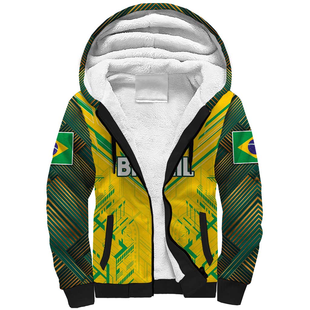 Brazil Football 2024 Sherpa Hoodie Selecao Bright Yellow - Wonder Print Shop