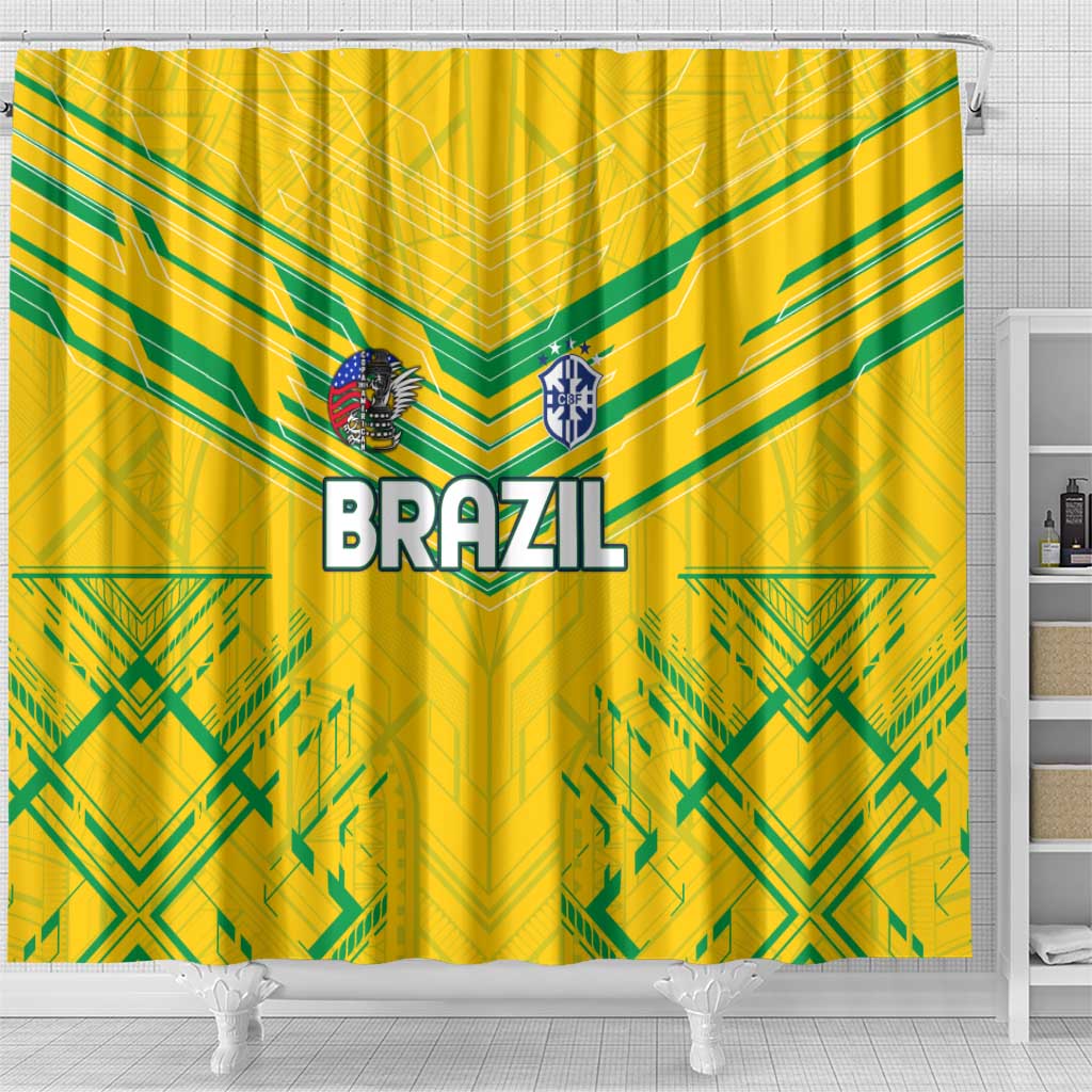 Brazil Football 2024 Shower Curtain Selecao Bright Yellow