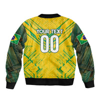 Brazil Football 2024 Sleeve Zip Bomber Jacket Selecao Bright Yellow - Wonder Print Shop