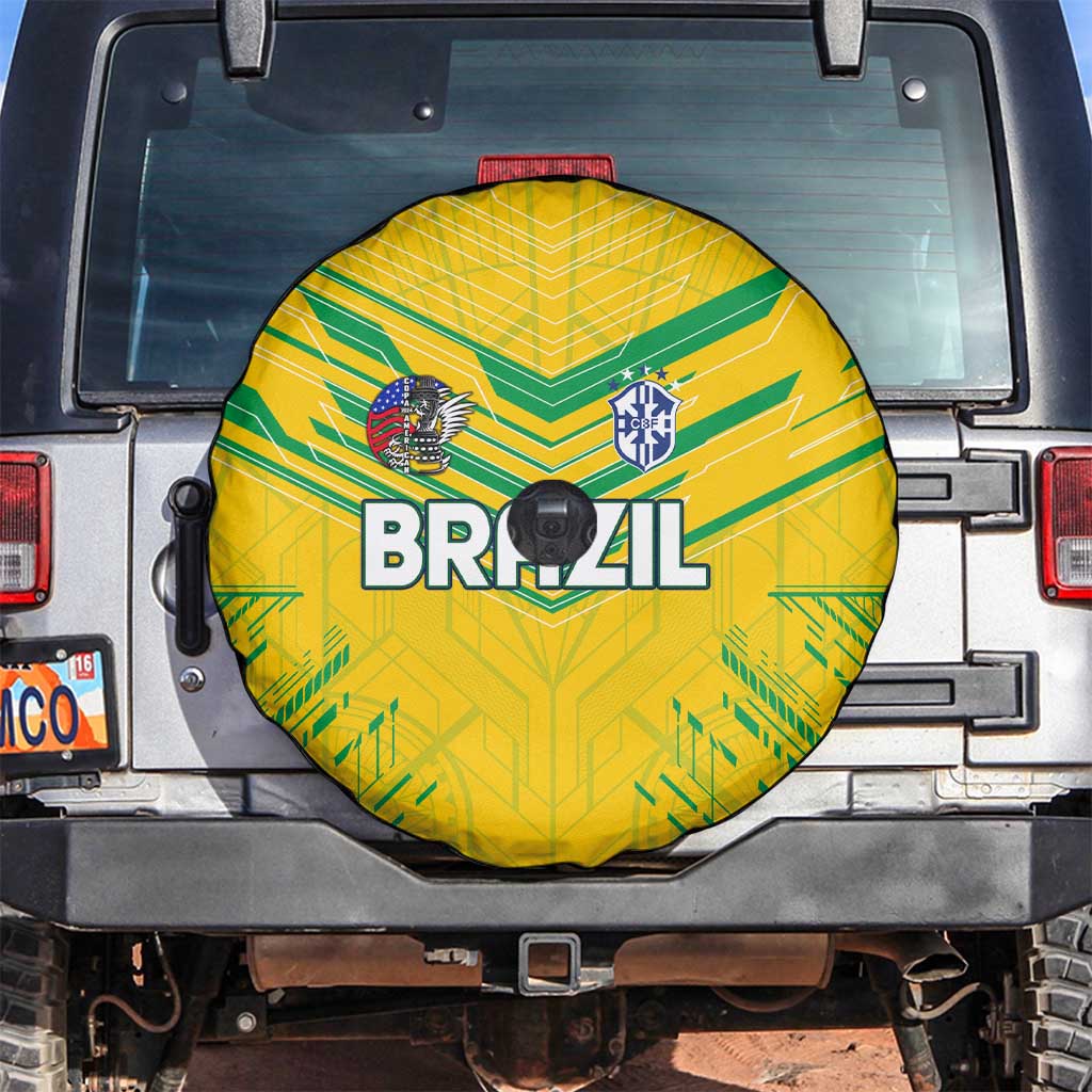 Brazil Football 2024 Spare Tire Cover Selecao Bright Yellow - Wonder Print Shop