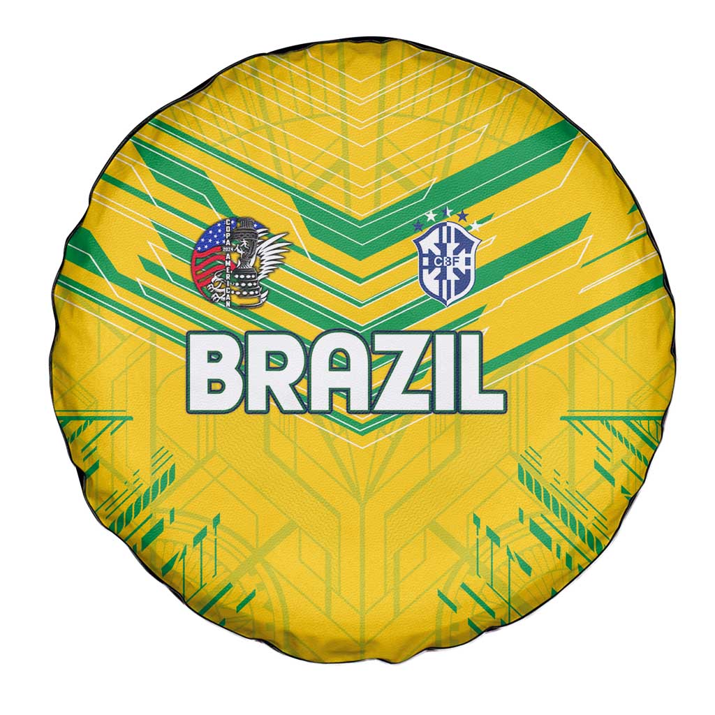 Brazil Football 2024 Spare Tire Cover Selecao Bright Yellow - Wonder Print Shop