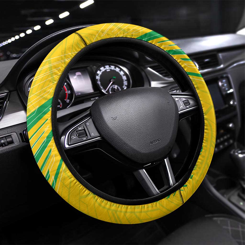 Brazil Football 2024 Steering Wheel Cover Selecao Bright Yellow - Wonder Print Shop