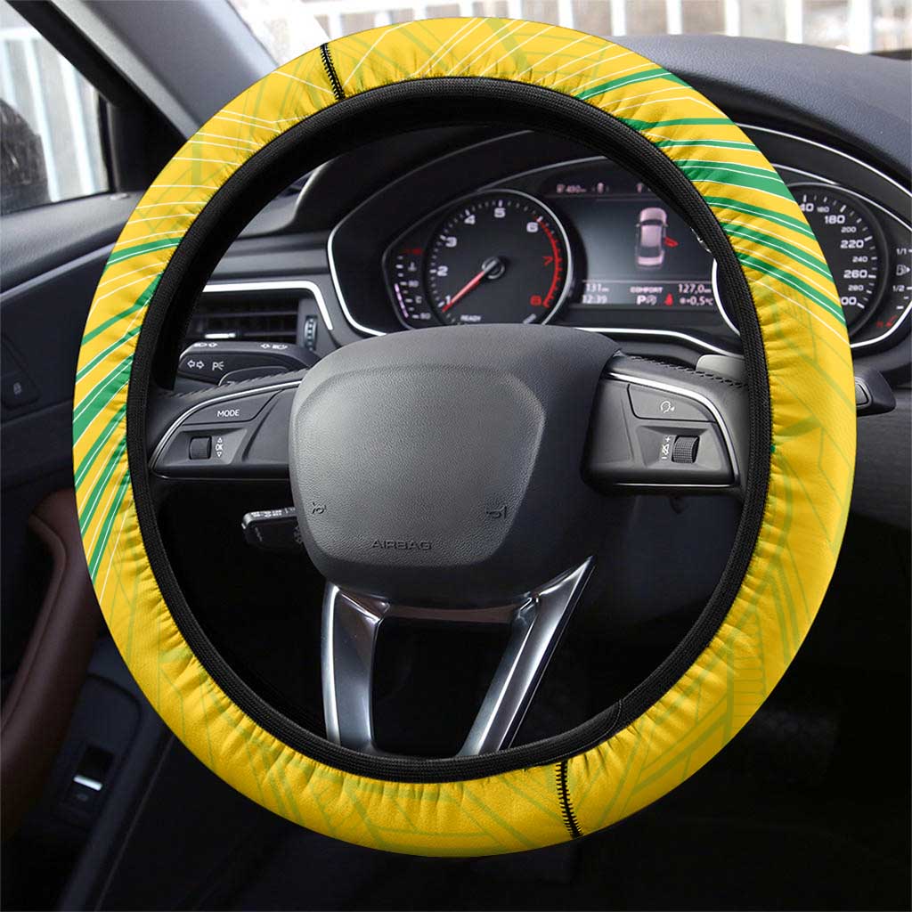 Brazil Football 2024 Steering Wheel Cover Selecao Bright Yellow - Wonder Print Shop