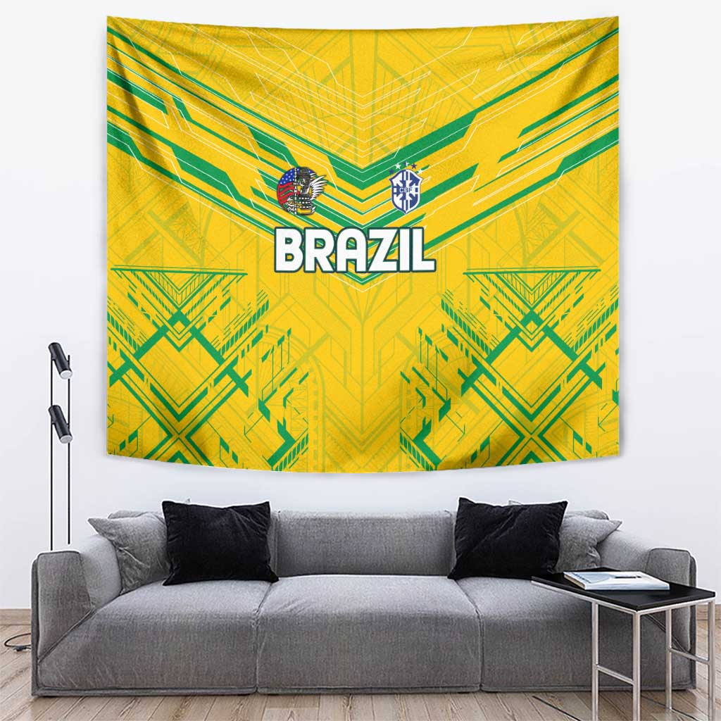 Brazil Football 2024 Tapestry Selecao Bright Yellow - Wonder Print Shop