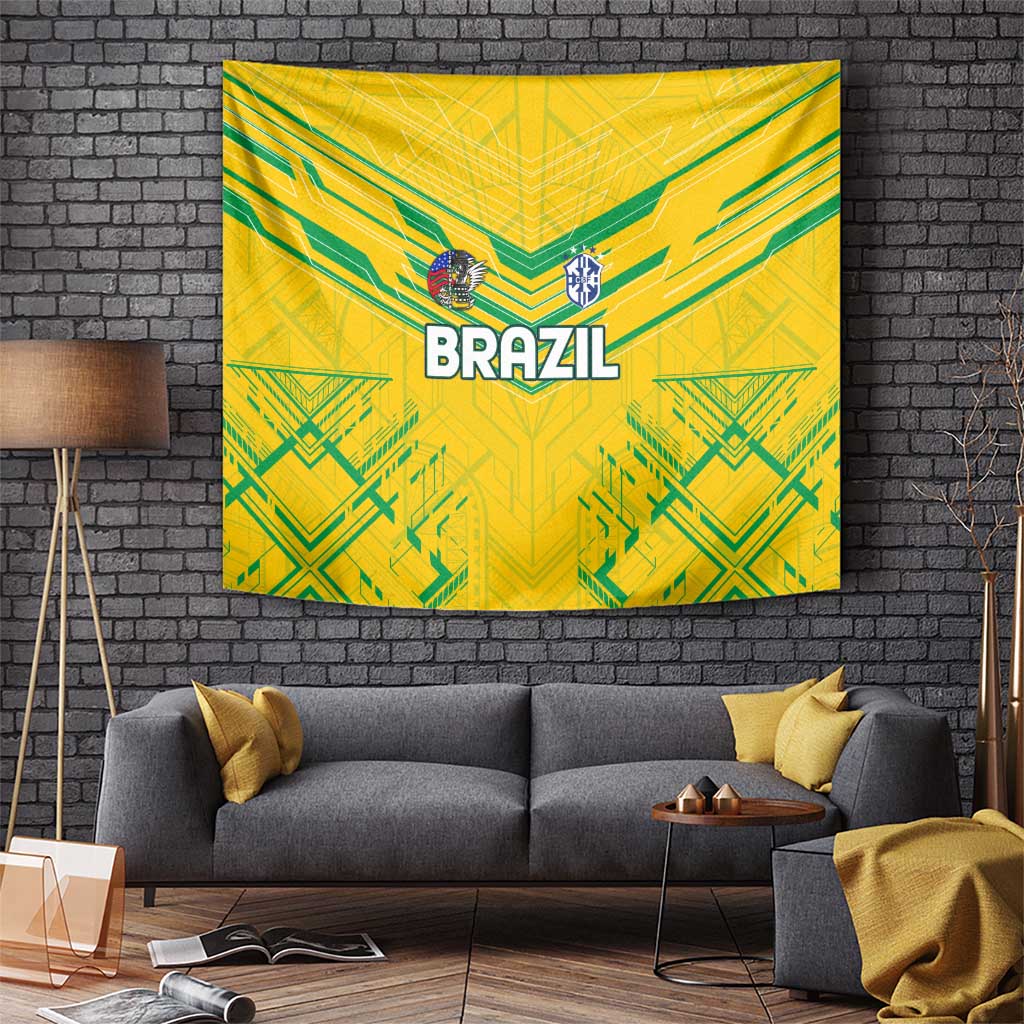 Brazil Football 2024 Tapestry Selecao Bright Yellow - Wonder Print Shop