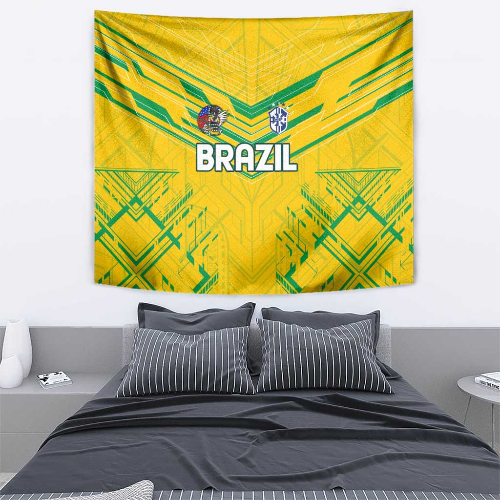 Brazil Football 2024 Tapestry Selecao Bright Yellow - Wonder Print Shop