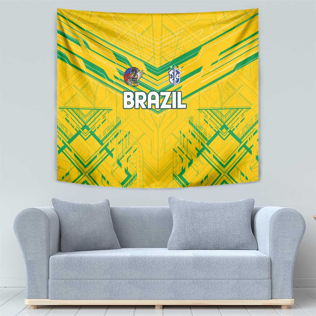Brazil Football 2024 Tapestry Selecao Bright Yellow - Wonder Print Shop
