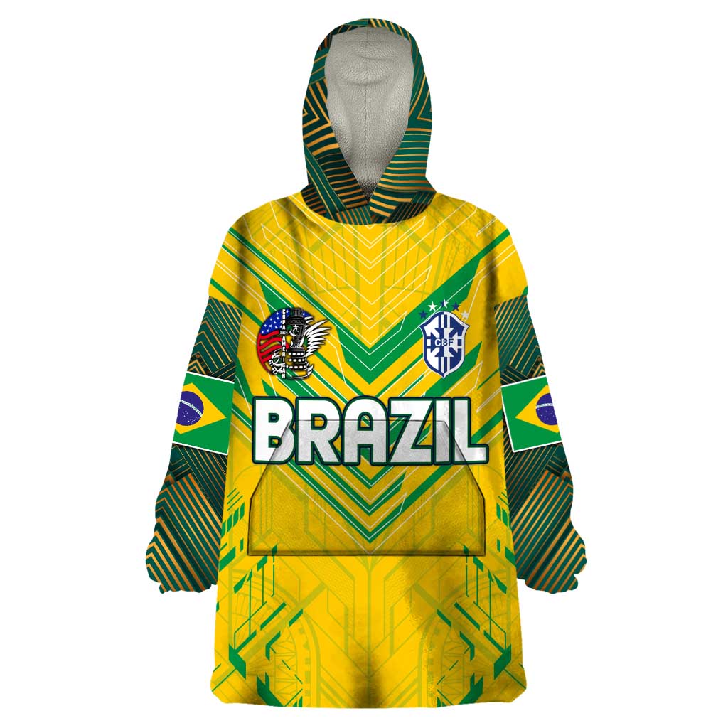 Brazil Football 2024 Wearable Blanket Hoodie Selecao Bright Yellow - Wonder Print Shop