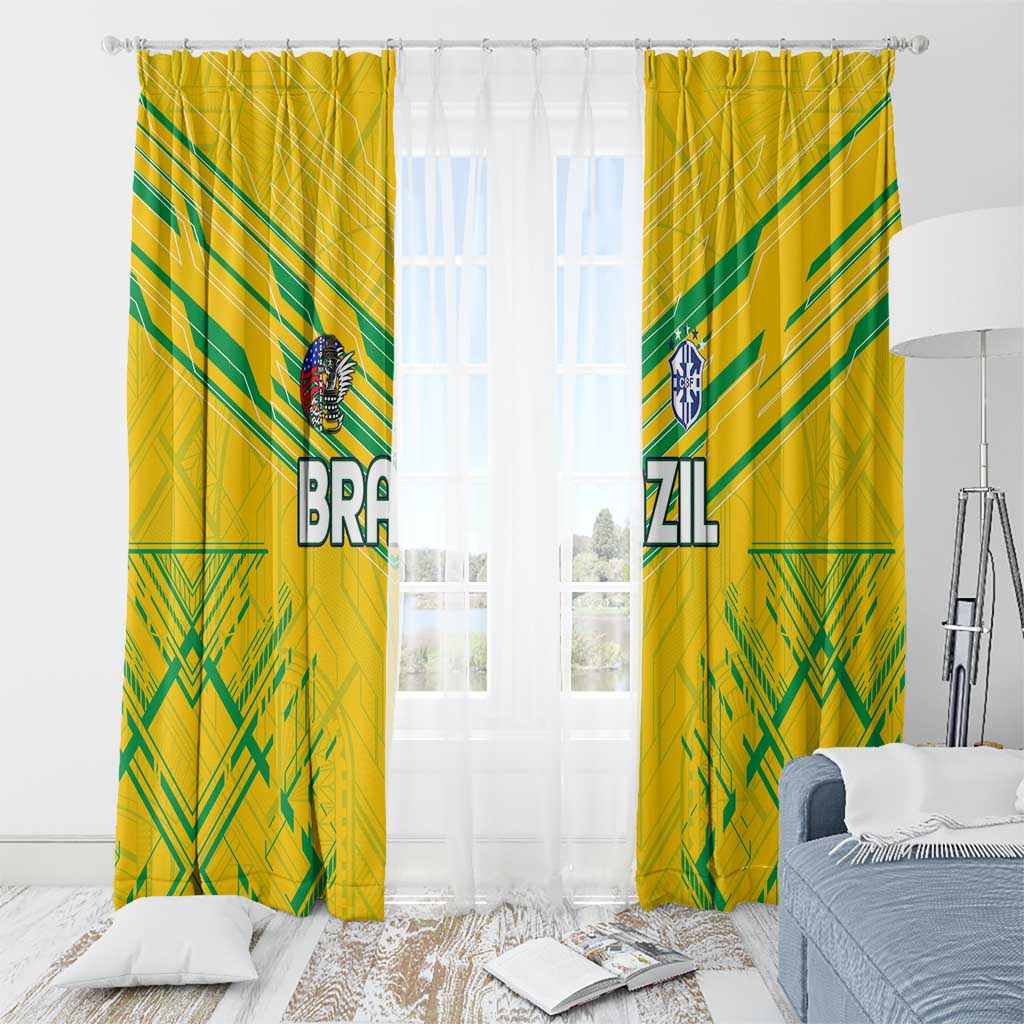 Brazil Football 2024 Window Curtain Selecao Bright Yellow - Wonder Print Shop