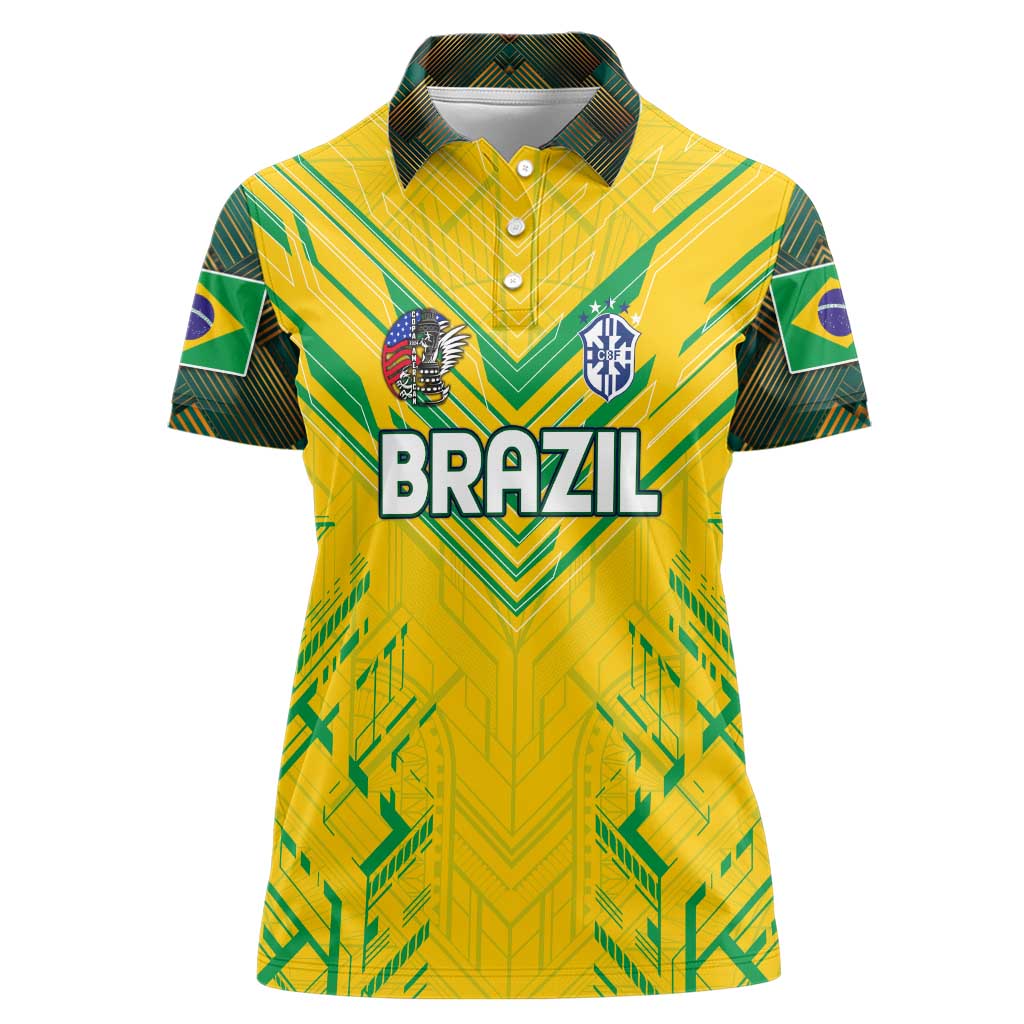 Brazil Football 2024 Women Polo Shirt Selecao Bright Yellow - Wonder Print Shop
