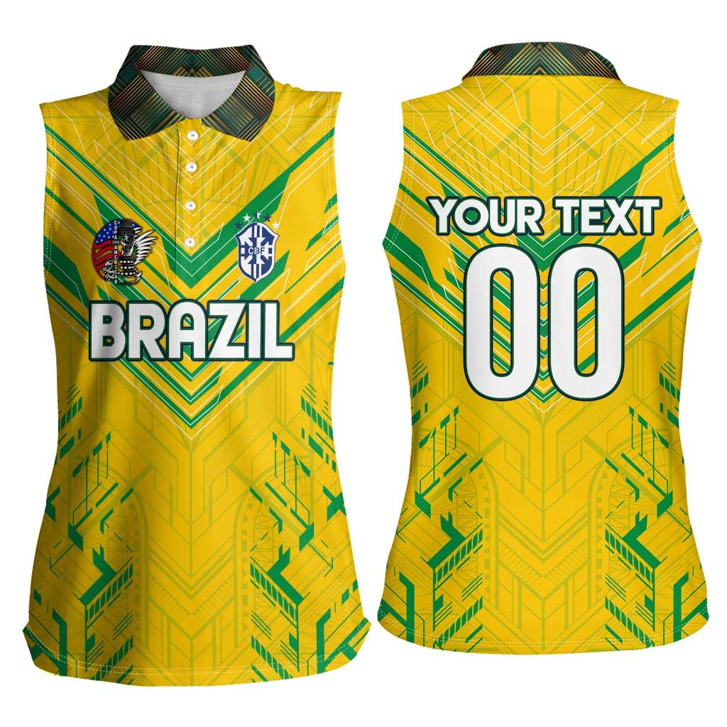Brazil Football 2024 Women Sleeveless Polo Shirt Selecao Bright Yellow - Wonder Print Shop
