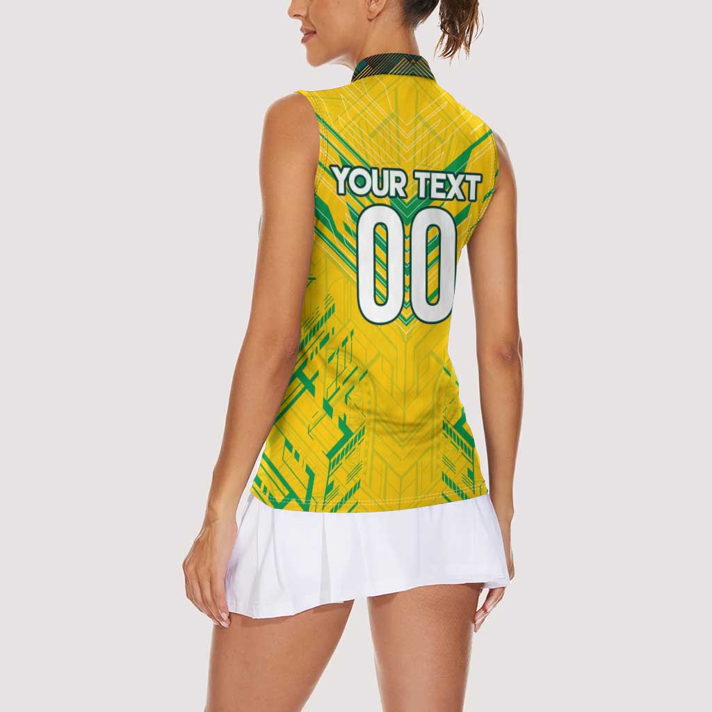 Brazil Football 2024 Women Sleeveless Polo Shirt Selecao Bright Yellow - Wonder Print Shop