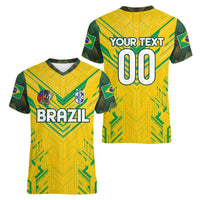 Brazil Football 2024 Women V-Neck T-Shirt Selecao Bright Yellow - Wonder Print Shop
