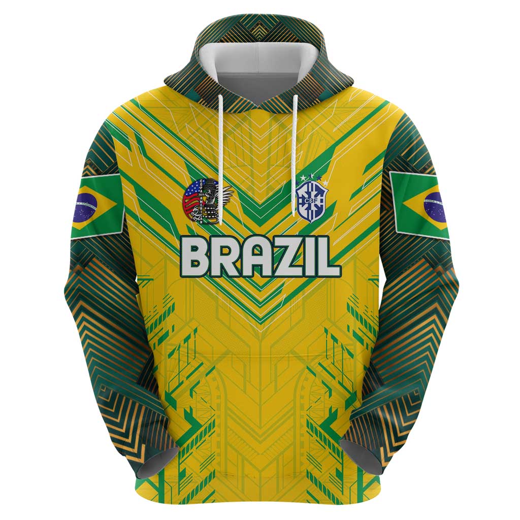 Brazil Football 2024 Zip Hoodie Selecao Bright Yellow - Wonder Print Shop
