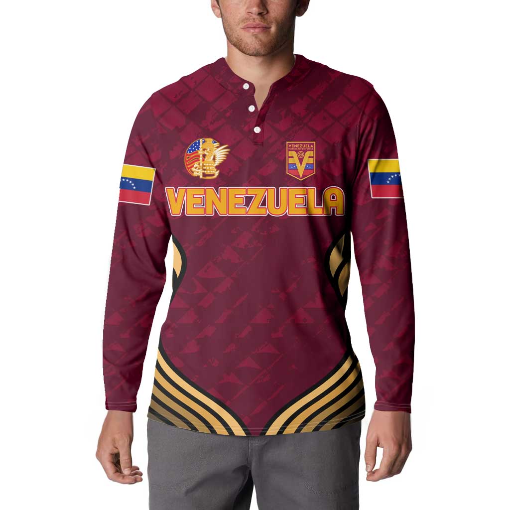 Custom Venezuela Football 2024 Button Sweatshirt The Red Wine - Wonder Print Shop