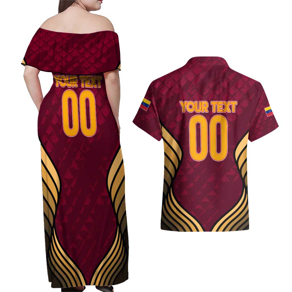 Custom Venezuela Football 2024 Couples Matching Off Shoulder Maxi Dress and Hawaiian Shirt The Red Wine - Wonder Print Shop