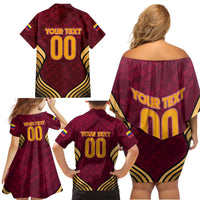 Custom Venezuela Football 2024 Family Matching Off Shoulder Short Dress and Hawaiian Shirt The Red Wine - Wonder Print Shop