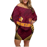 Custom Venezuela Football 2024 Family Matching Off Shoulder Short Dress and Hawaiian Shirt The Red Wine - Wonder Print Shop