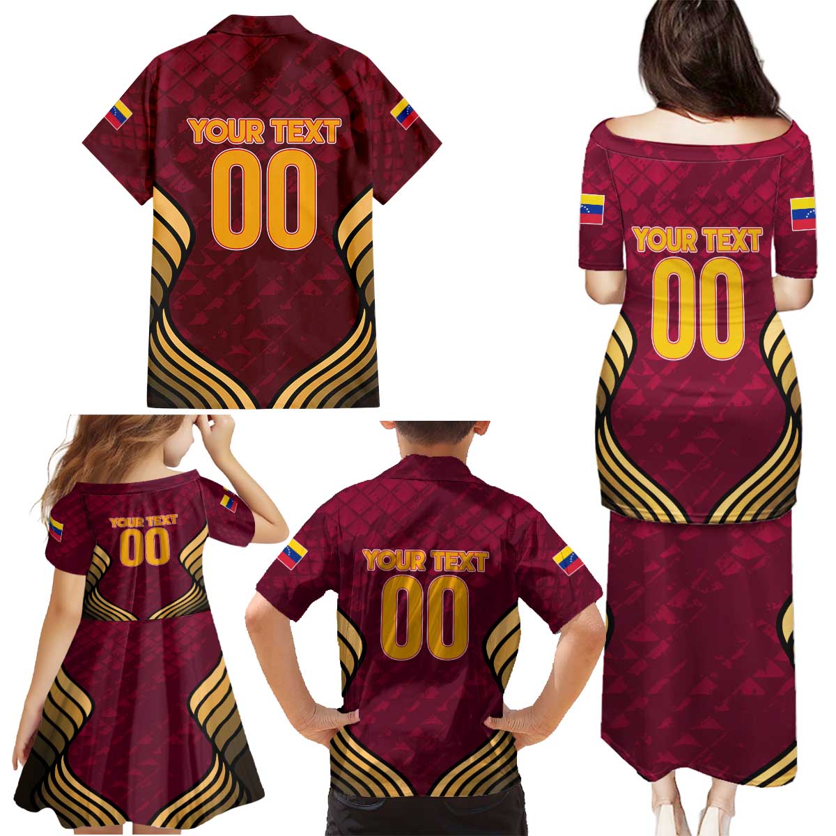 Custom Venezuela Football 2024 Family Matching Puletasi and Hawaiian Shirt The Red Wine - Wonder Print Shop