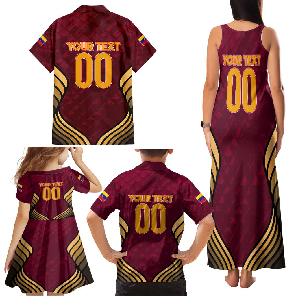 Custom Venezuela Football 2024 Family Matching Tank Maxi Dress and Hawaiian Shirt The Red Wine - Wonder Print Shop
