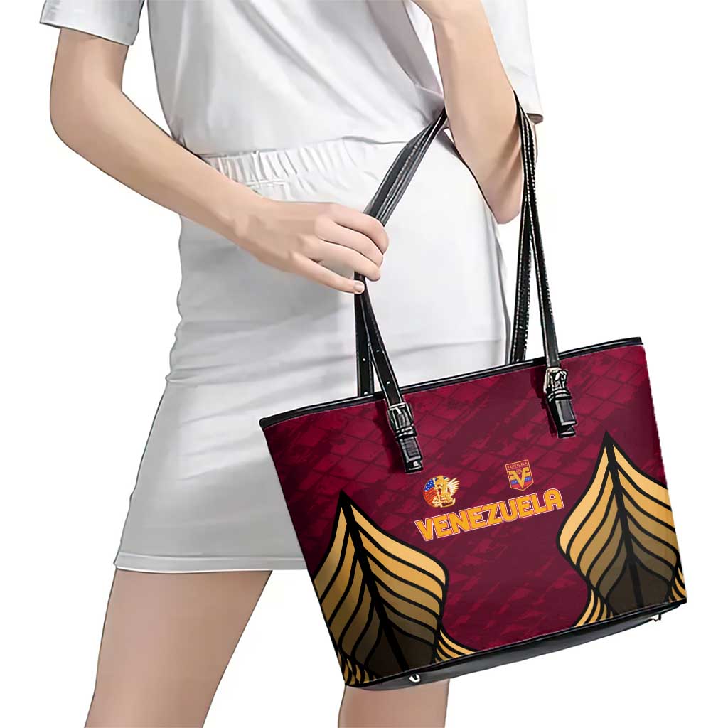 Venezuela Football 2024 Leather Tote Bag The Red Wine - Wonder Print Shop