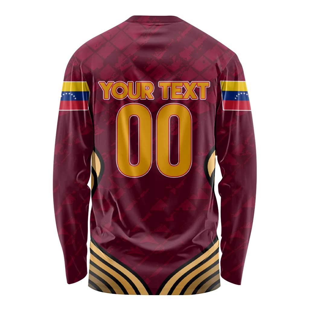 Custom Venezuela Football 2024 Long Sleeve Shirt The Red Wine - Wonder Print Shop