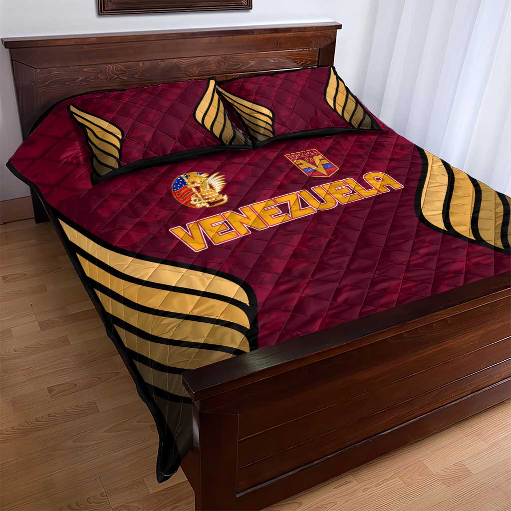 Venezuela Football 2024 Quilt Bed Set The Red Wine - Wonder Print Shop
