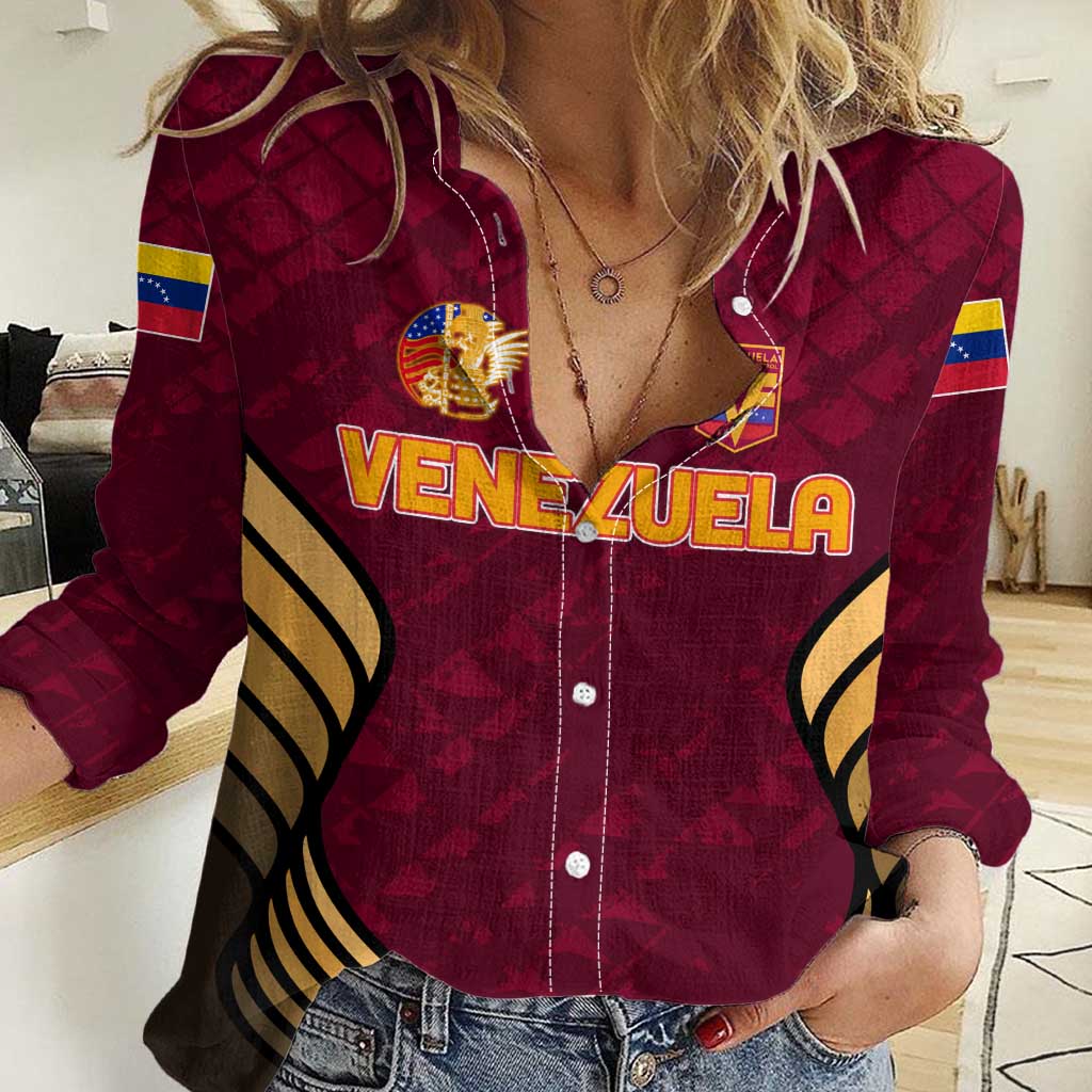 Custom Venezuela Football 2024 Women Casual Shirt The Red Wine - Wonder Print Shop