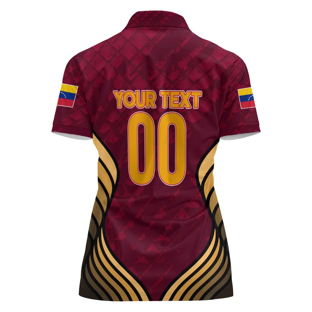 Custom Venezuela Football 2024 Women Polo Shirt The Red Wine - Wonder Print Shop