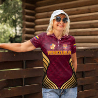 Custom Venezuela Football 2024 Women Polo Shirt The Red Wine - Wonder Print Shop