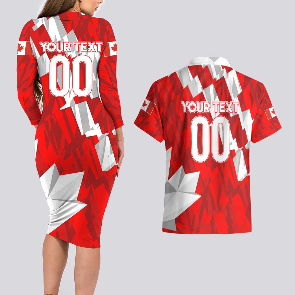 Canada Soccer 2024 Couples Matching Long Sleeve Bodycon Dress and Hawaiian Shirt Canucks The Reds - Wonder Print Shop