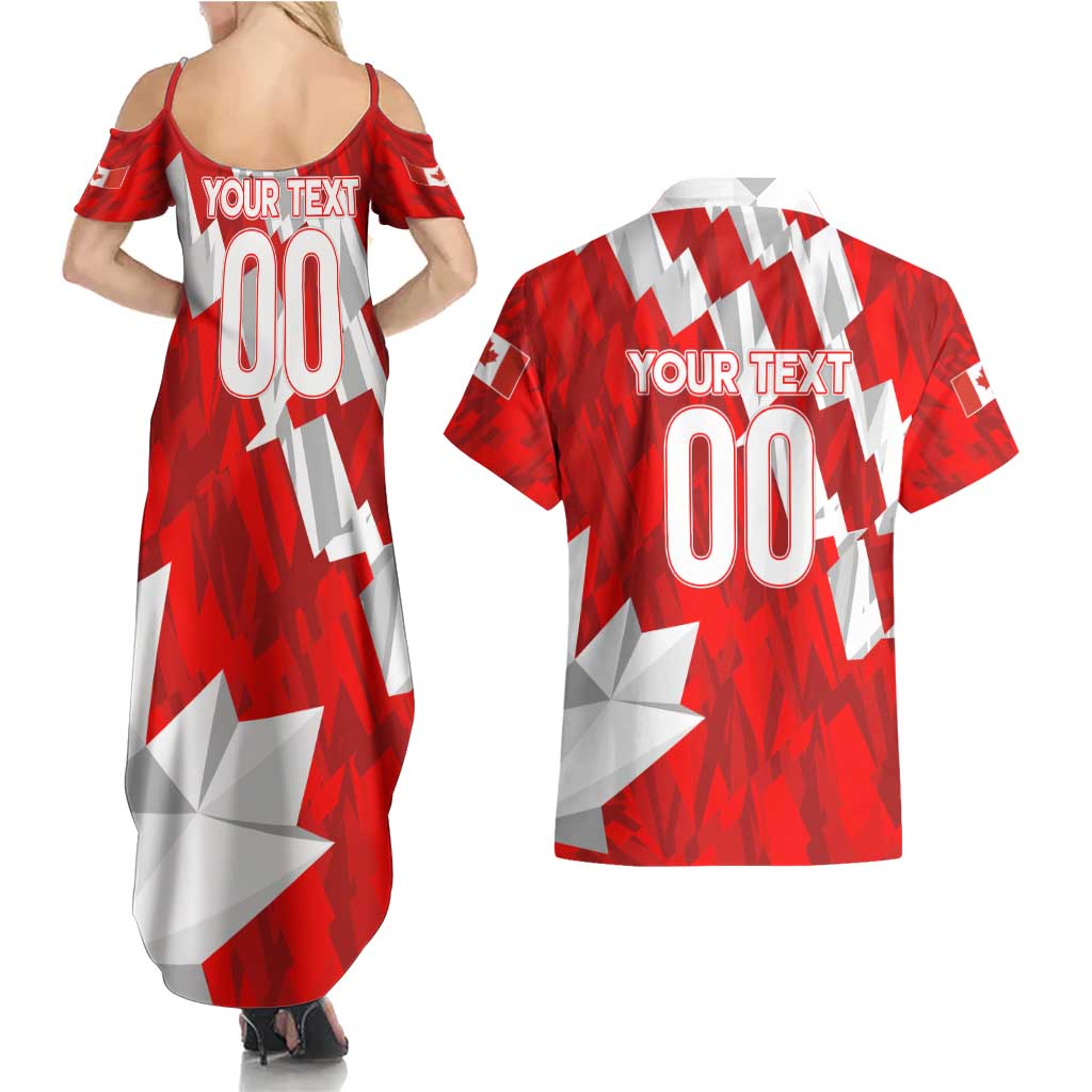 Canada Soccer 2024 Couples Matching Summer Maxi Dress and Hawaiian Shirt Canucks The Reds - Wonder Print Shop