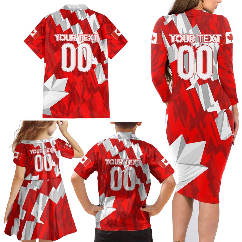 Canada Soccer 2024 Family Matching Long Sleeve Bodycon Dress and Hawaiian Shirt Canucks The Reds - Wonder Print Shop