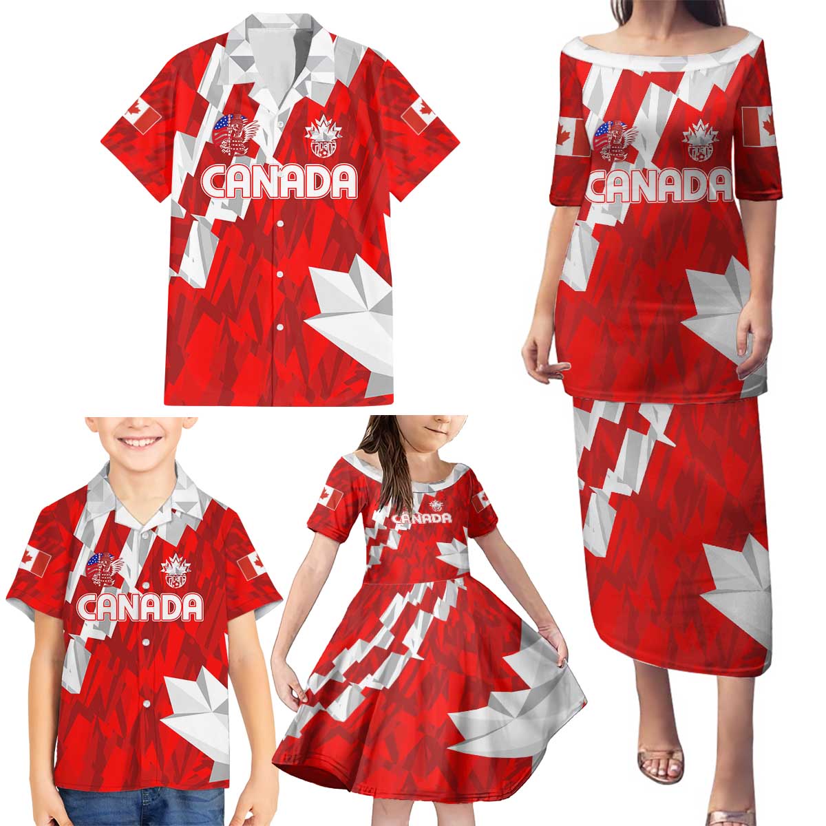 Canada Soccer 2024 Family Matching Puletasi and Hawaiian Shirt Canucks The Reds - Wonder Print Shop