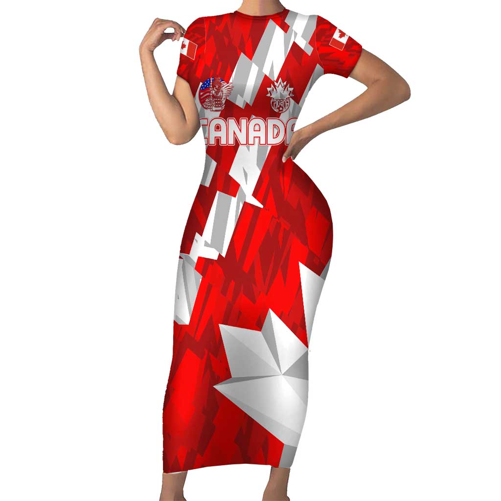 Canada Soccer 2024 Short Sleeve Bodycon Dress Canucks The Reds - Wonder Print Shop
