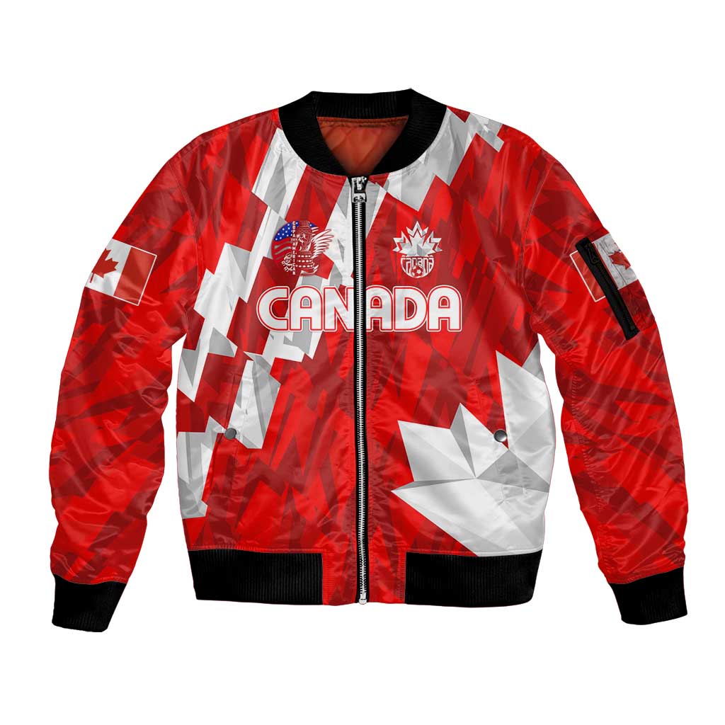 Canada Soccer 2024 Sleeve Zip Bomber Jacket Canucks The Reds - Wonder Print Shop
