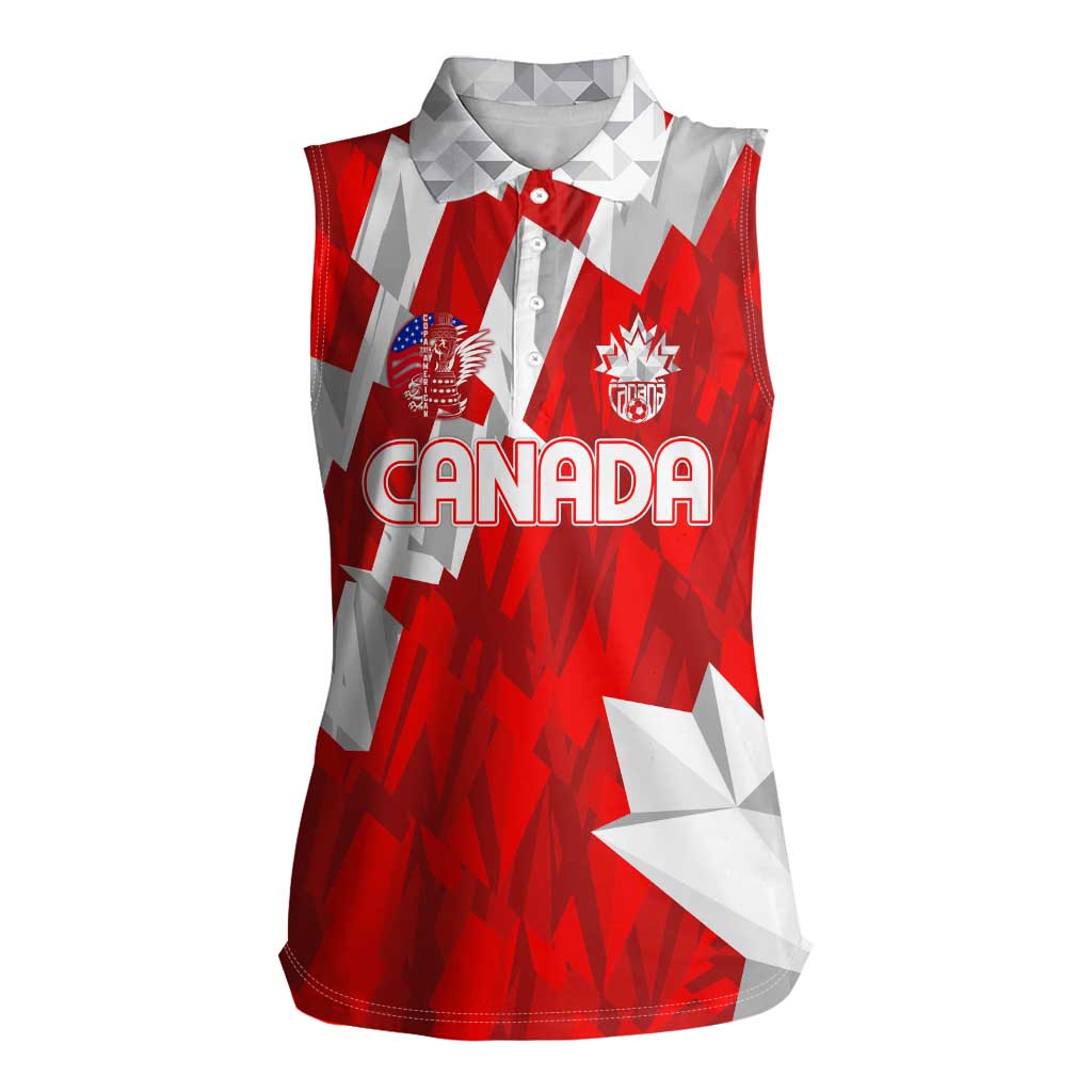 Canada Soccer 2024 Women Sleeveless Polo Shirt Canucks The Reds - Wonder Print Shop