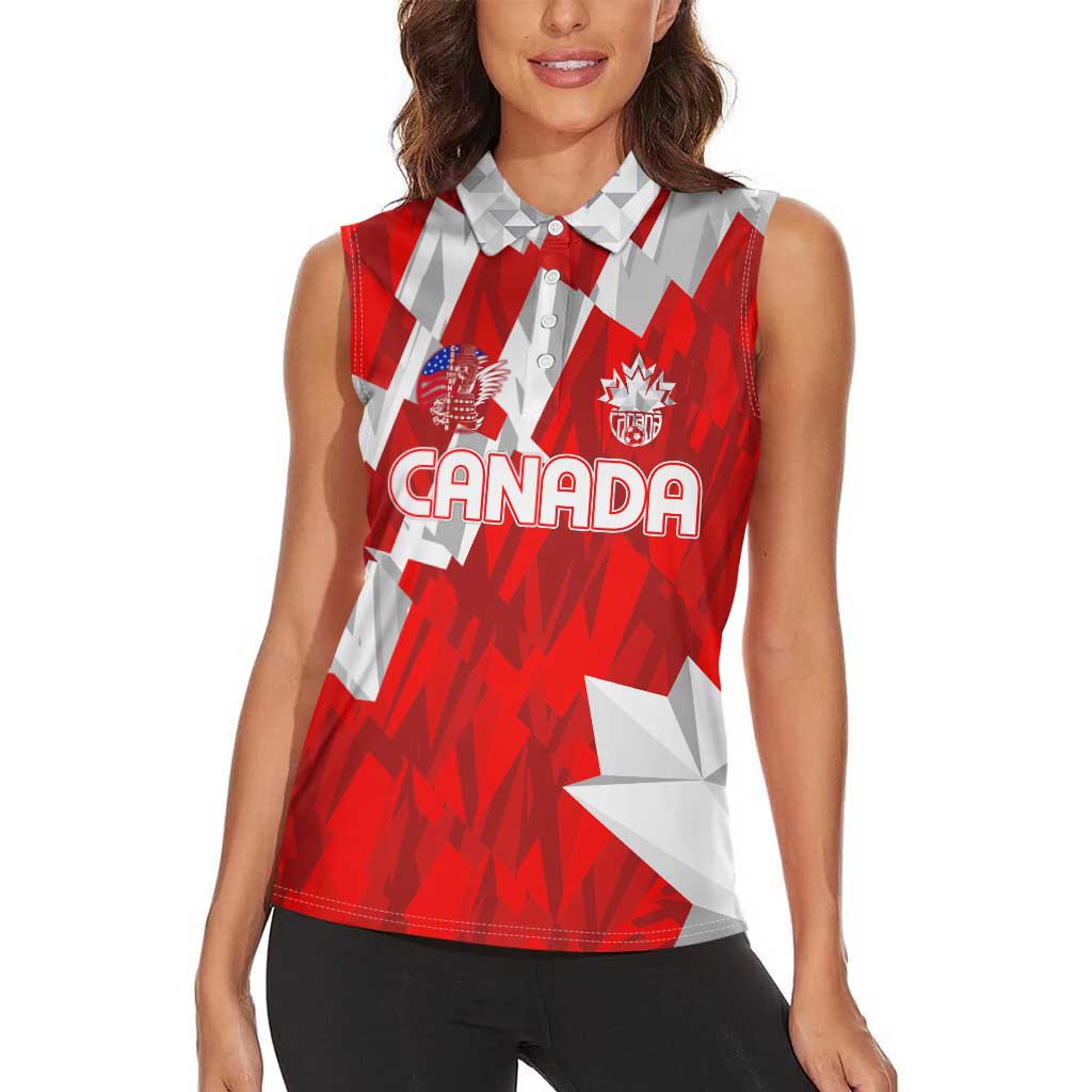 Canada Soccer 2024 Women Sleeveless Polo Shirt Canucks The Reds - Wonder Print Shop