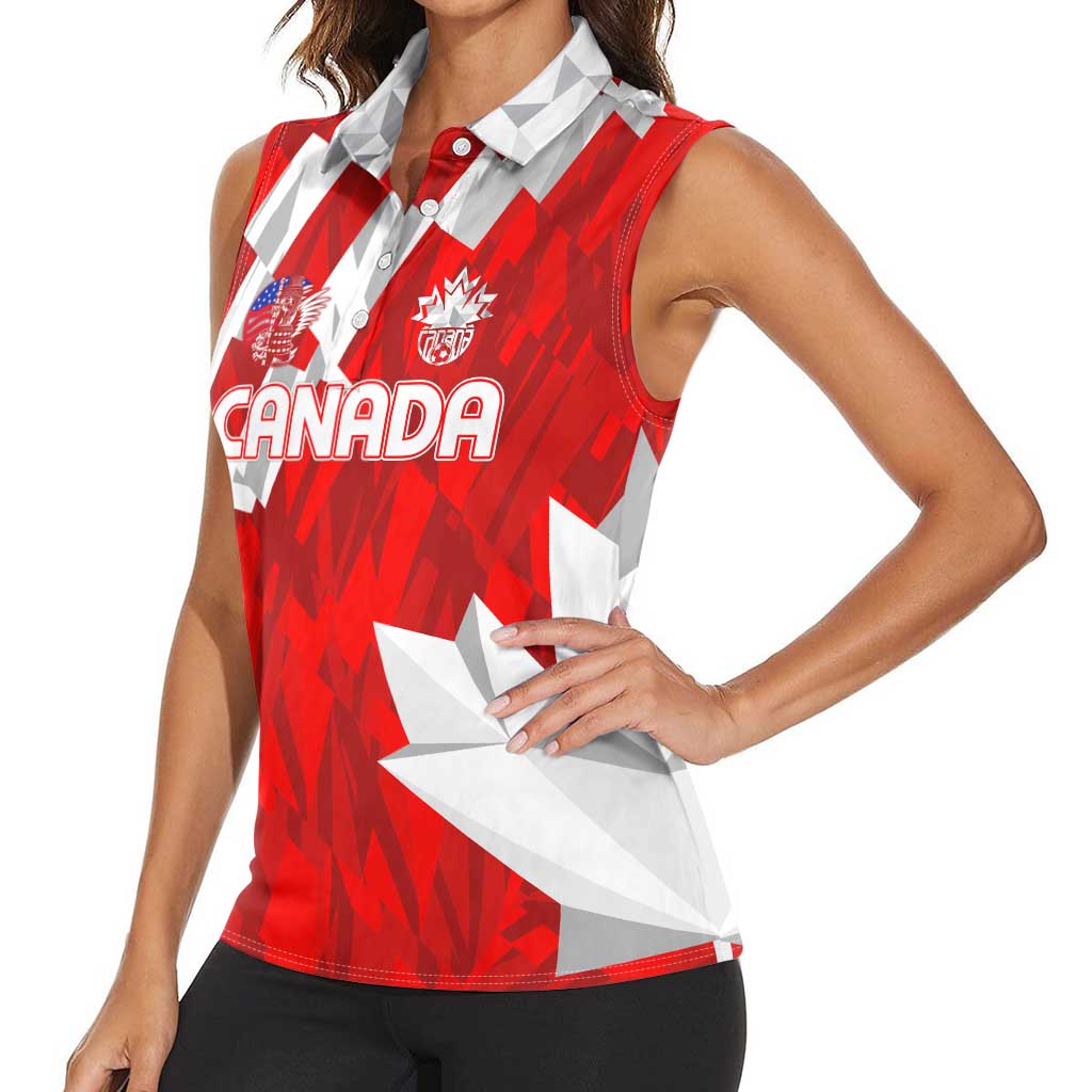 Canada Soccer 2024 Women Sleeveless Polo Shirt Canucks The Reds - Wonder Print Shop