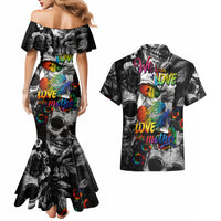 LGBT Couples Matching Mermaid Dress and Hawaiian Shirt Lgbt We Are Born Of Love Love Is Our Mother - Wonder Print Shop