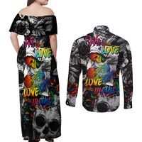 LGBT Couples Matching Off Shoulder Maxi Dress and Long Sleeve Button Shirts Lgbt We Are Born Of Love Love Is Our Mother - Wonder Print Shop