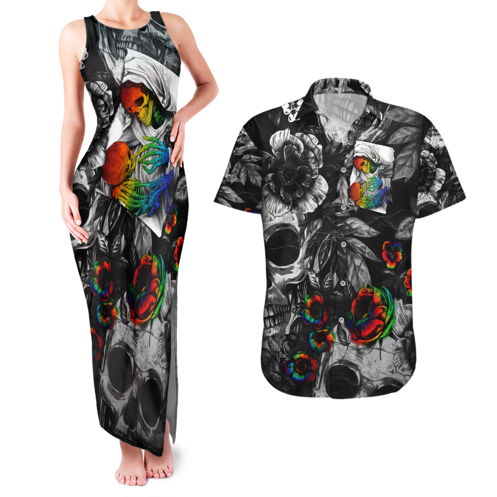 LGBT Couples Matching Tank Maxi Dress and Hawaiian Shirt Lgbt We Are Born Of Love Love Is Our Mother - Wonder Print Shop