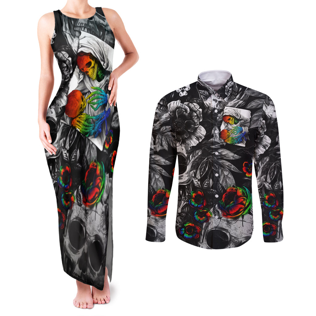 LGBT Couples Matching Tank Maxi Dress and Long Sleeve Button Shirts Lgbt We Are Born Of Love Love Is Our Mother - Wonder Print Shop