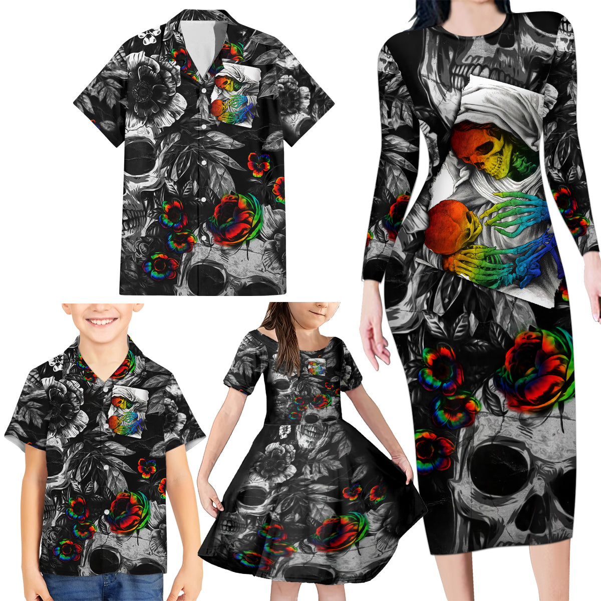 LGBT Family Matching Long Sleeve Bodycon Dress and Hawaiian Shirt Lgbt We Are Born Of Love Love Is Our Mother - Wonder Print Shop